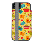 Kleurig patroon van keukengerei incipio iPhone portemonnee hoesje (Agenda Achterkant)