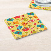 Kleurig patroon van keukengerei kartonnen onderzetters (Schuin)