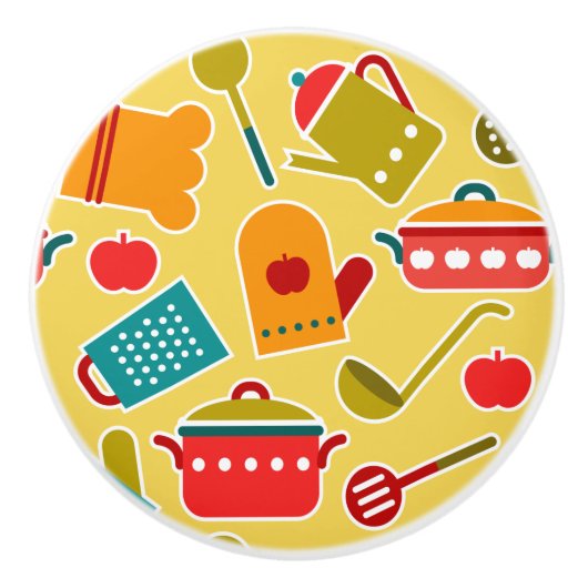 Kleurig patroon van keukengerei keramische knop (Voorkant)