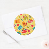 Kleurig patroon van keukengerei ronde sticker (Envelop)