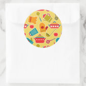 Kleurig patroon van keukengerei ronde sticker (Tas)