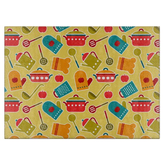 Kleurig patroon van keukengerei snijplank (Voorkant)