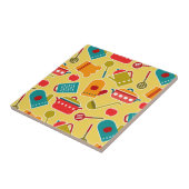 Kleurig patroon van keukengerei tegeltje (Zijkant)