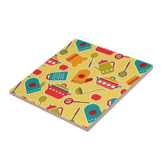 Kleurig patroon van keukengerei tegeltje (Zijkant)