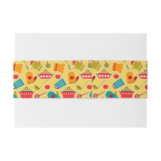 Kleurig patroon van keukengerei uitnodigingen wikkel (Achterkant Voorbeeld)
