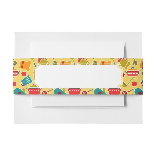 Kleurig patroon van keukengerei uitnodigingen wikkel (Voorkant Voorbeeld)