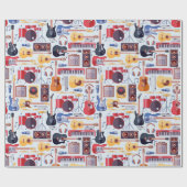 Kleurig patroon van muziekinstrumenten cadeaupapier (Vlak)