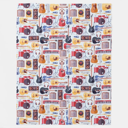Kleurig patroon van muziekinstrumenten fleece deken (Voorkant)