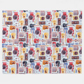 Kleurig patroon van muziekinstrumenten fleece deken (Voorkant (Horizontaal))