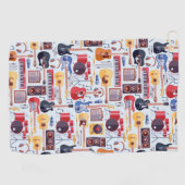 Kleurig patroon van muziekinstrumenten golfhanddoek (Horizontaal)