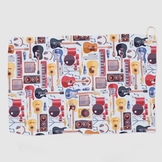 Kleurig patroon van muziekinstrumenten golfhanddoek (Horizontaal)