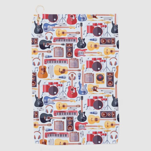 Kleurig patroon van muziekinstrumenten golfhanddoek (Voorkant)