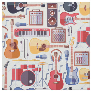 Kleurig patroon van muziekinstrumenten stof