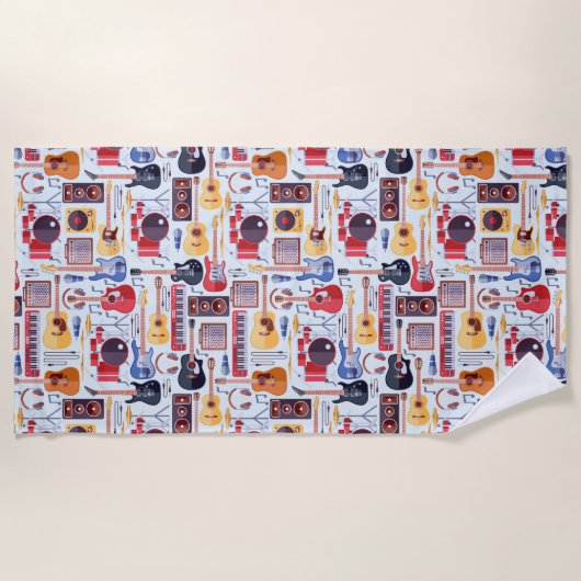 Kleurig patroon van muziekinstrumenten strandlaken (Voorkant)