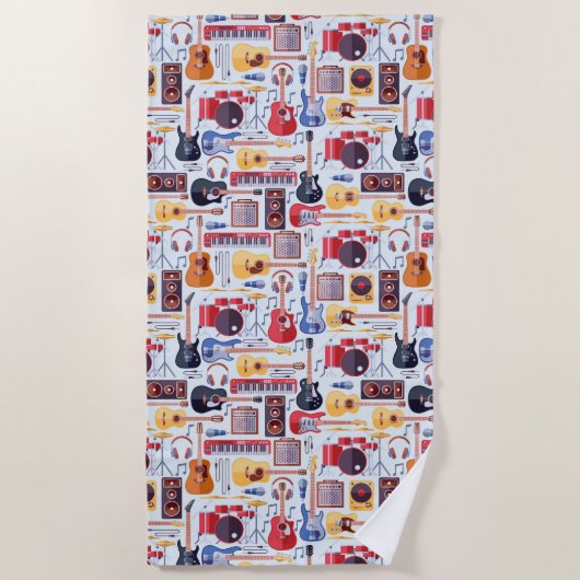 Kleurig patroon van muziekinstrumenten strandlaken (Voorkant)