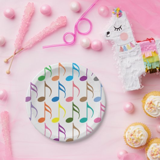 Kleurig patroon van muzieknoten papieren bordje (Feest)