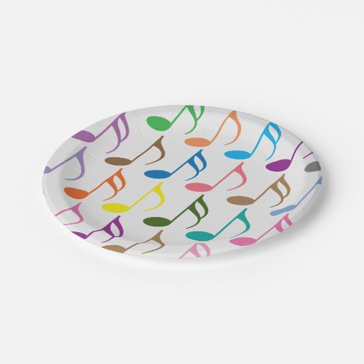 Kleurig patroon van muzieknoten papieren bordje (Gekanteld)