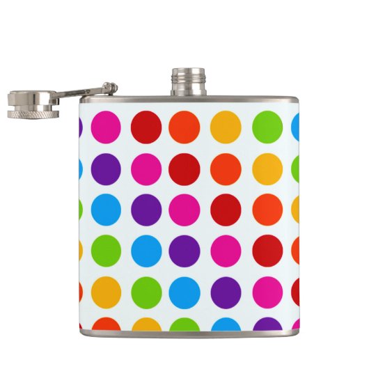 Kleurig patroon van regenboogcirkels heupfles (Geopend)