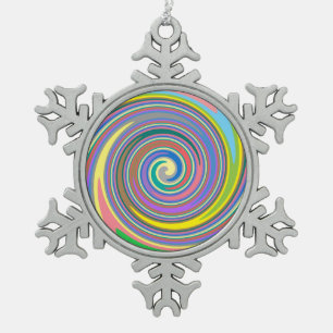 Kleurig patroon van regenboogdraden tin sneeuwvlok ornament