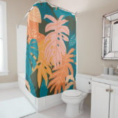 Kleurig patroon van tropische bladeren douchegordijn (In situ)