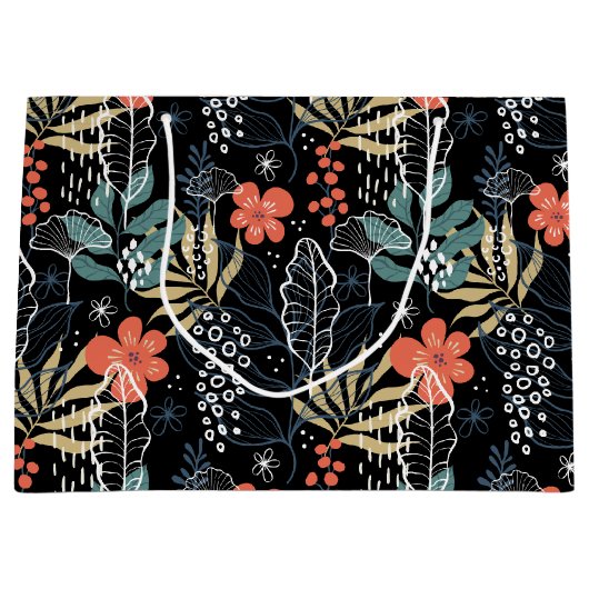 Kleurig patroon van tropische bladeren groot cadeauzakje (Voorkant)