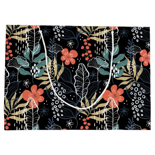 Kleurig patroon van tropische bladeren groot cadeauzakje (Achterkant)