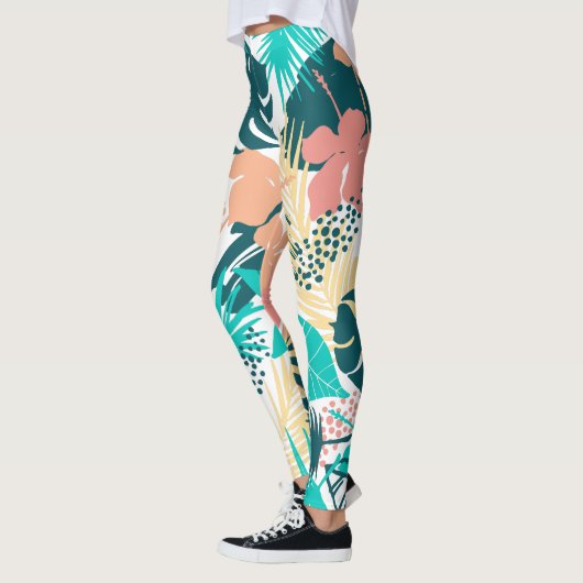 Kleurig patroon van tropische bladeren leggings (Links)