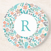 Kleurig patroon van veerbloemen zandsteen onderzetter (Voorkant)