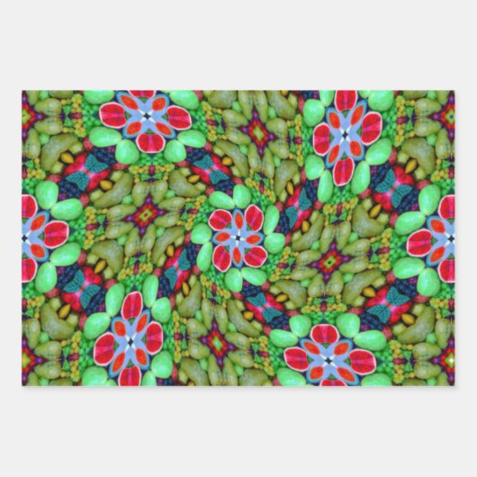 Kleurig patroon van zeepbloemen inpakpapier vel (Voorkant 3)