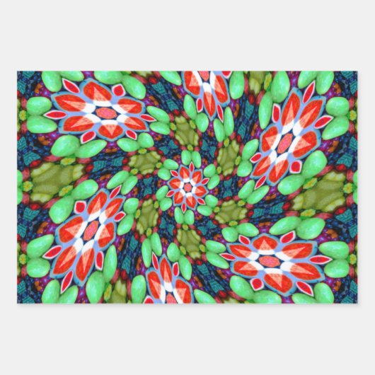 Kleurig patroon van zeepbloemen inpakpapier vel (Voorkant)