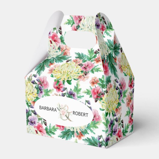 Kleurig patroon van zomerbloemen bedankdoosjes (Achterkant)