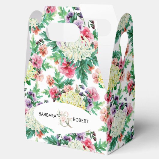 Kleurig patroon van zomerbloemen bedankdoosjes (Geopend)