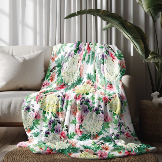 Kleurig patroon van zomerbloemen fleece deken