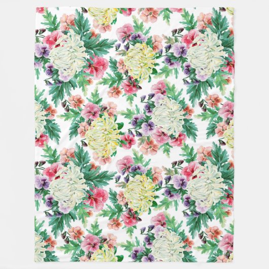 Kleurig patroon van zomerbloemen fleece deken (Voorkant)