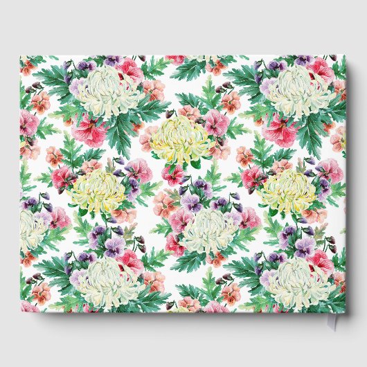 Kleurig patroon van zomerbloemen Guest Book Gastenboek (Achterkant)