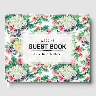 Kleurig patroon van zomerbloemen Guest Book Gastenboek