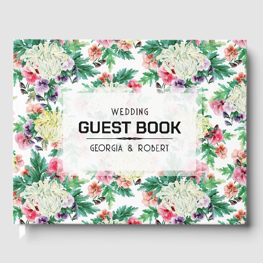 Kleurig patroon van zomerbloemen Guest Book Gastenboek (Voorkant)