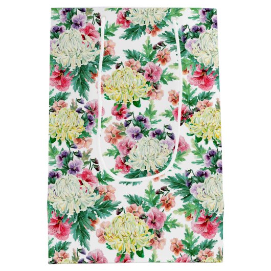 Kleurig patroon van zomerbloemen medium cadeauzakje (Achterkant)