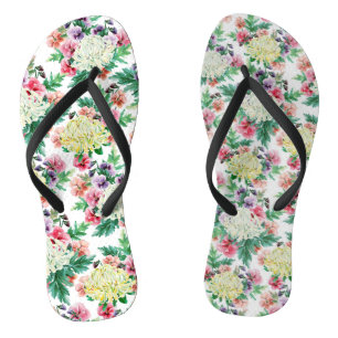Kleurig patroon van zomerbloemen teenslippers