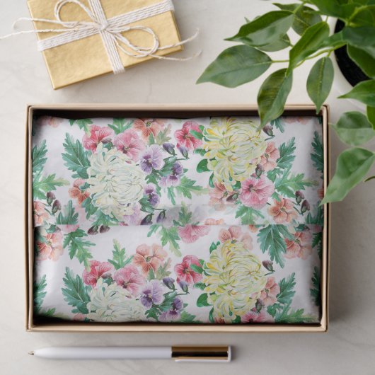 Kleurig patroon van zomerbloemen tissuepapier (Geschenk)