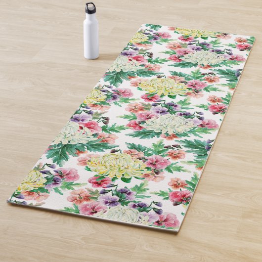 Kleurig patroon van zomerbloemen yogamat (In situ)