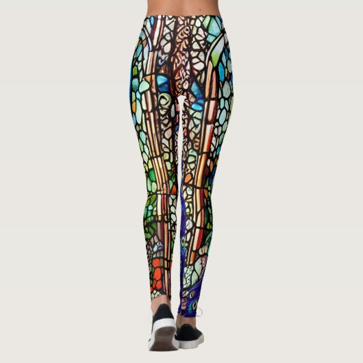 kleurig Peacock Glas in lood Leggings (Achterkant)