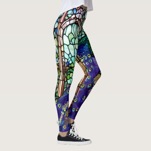  kleurig Peacock Glas in lood Leggings (Rechts)