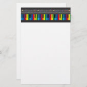 Kleurig pianotoetsenbord briefpapier (Voorkant / Achterkant)