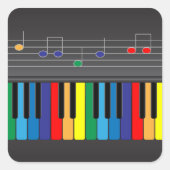 Kleurig pianotoetsenbord vierkante sticker (Voorkant)
