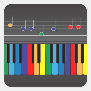 Kleurig pianotoetsenbord vierkante sticker