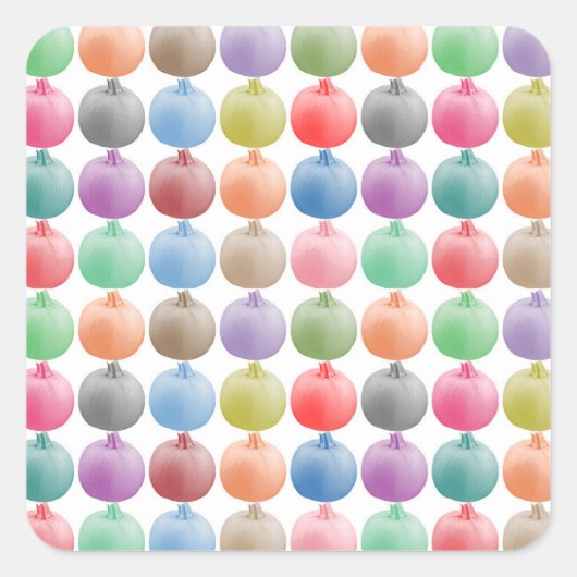 Kleurig pompoenpatroon vierkante sticker (Voorkant)