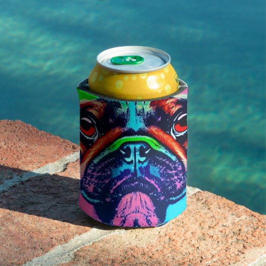 Kleurig portret van een bok in pop-stijl blikjeskoeler (Insitu Zwembad)