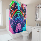 Kleurig portret van pop in kunststijl douchegordijn (In situ)