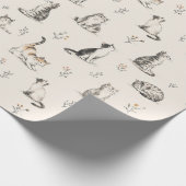 Kleurig Potloodschets Katten Inpakpapier (Hoek)